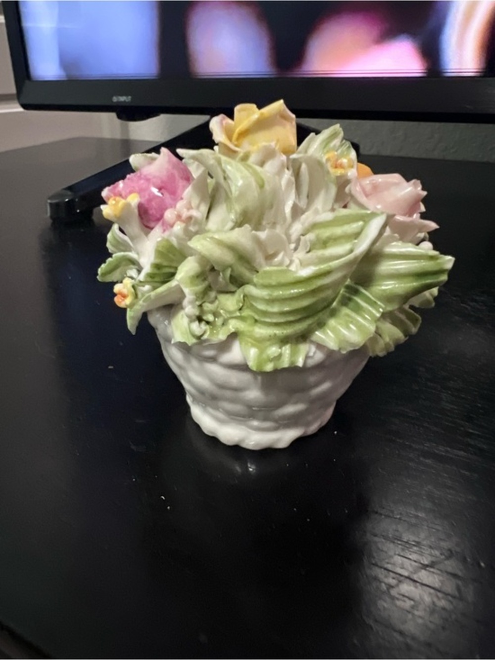 Vintage Capodimonte Porcelain Floral Basket figurine
